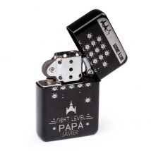 Mechero de Gasolina Personalizado - Regalo Día del Padre - Mechero Grabado con Imagen y Texto - Negro - 3,7 x 5,7 cm - Grabado por 1 cara