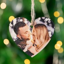 Personalised wooden heart shaped Christmas ornament | with photo or name | Personalised Christmas decorations