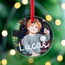 Personalised round acrylic Christmas tree bauble | with your photo or name | personalised Christmas decorations