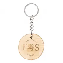Engraved natural wooden keyring with engraving | 5ø cm | Personalised on one side