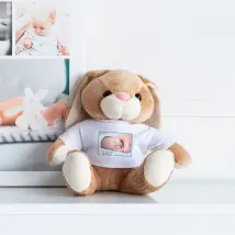 Bunny teddy with image | 19x14cm | Personalised bunny teddy with photo and text | Gift idea for newborns