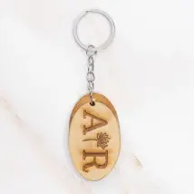 Oval eyring of natural wood | 5ø cm | Engraved on one side