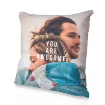 Personalised cushion with photo and text | 35x35 cm | Polyester | Square photo cushion | Personalised gift idea