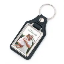 Personalised metal keyring with photo | With leatherette | 5x3,3cm | Rectangular | Make your own keyring with photo