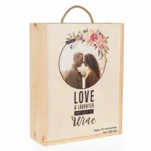 Personalised wooden wine box for 3 bottles | 29,5 x 37,5 cm | The sliding lid can be personalised