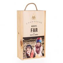 Personalised wooden wine box for 2 bottles | 29,5 x 38 cm | The sliding lid can be personalised