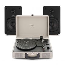 AVCOM Suitcase Turntable with Active Speakers Cream & Black
