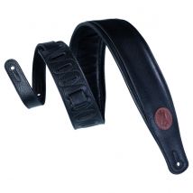 Levys Signature Legacy 3.25" Leather Guitar Strap Black with Brown Logo