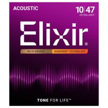 Elixir 11002 NANOWEB Extra Light Acoustic Guitar Strings 10-47