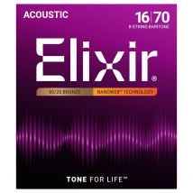 Elixir 11308 NANOWEB Baritone 8-String Acoustic Strings 16-70