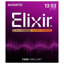 Elixir 11182 NANOWEB 80/20 Light Acoustic Strings 13-53