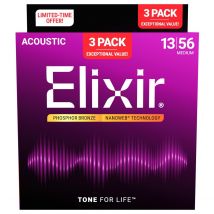 Elixir Phosphor Bronze Nanoweb 13-56 3 Pack