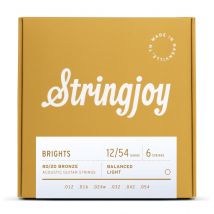 Stringjoy Brights Light Gauge (12-54) 80/20 Bronze Acoustic Guitar Strings