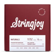 Stringjoy Naturals Super Light Gauge (11-52) Phosphor Bronze Acoustic Guitar Strings