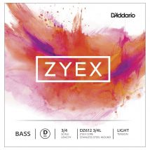 DAddario Zyex Double Bass D String 3/4 Size Light 