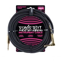 Ernie Ball 6058 25ft Straight-Angle Braided Instrument Cable Black