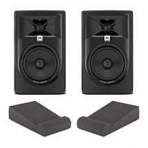 JBL 305P MKII Studio Monitors with Isolation Pads Black