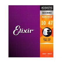 Elixir E11152 Nanoweb Light Top 12-String Acoustic Strings 10-47