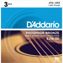 DAddario EJ16-3D Phosphor Bronze Light 12-53 3 Pack