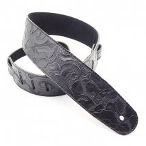 DSL FJ25 Embossed Floral 2.5" Guitar Strap Black