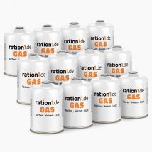 ration1 Gaskartusche 12 x 450g Paket - EN 417 Schraubkartusche für Outdoor, Camping und Notfallvorsorge