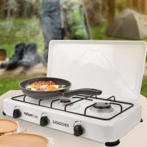 Gaskocher 3-flammig 30mbar - Campingkocher für Gasanlage und Außensteckdose von Wohnmobil und Wohnwagen