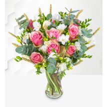 Freesia Fields Flower - Flower Delivery - Next Day Flower Delivery - Send Flowers by Post - Next Day Flowers - Rose and Freesia and Eucalyptus Bouquet