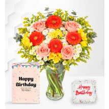 January Bouquet with Birthday Cake & Card