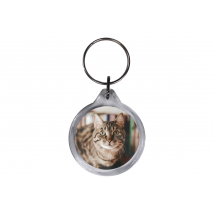 ResKey Schlüsselanhänger rund Katze hell Grau beidseitig bedruckt