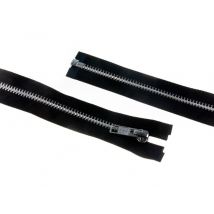 YKK Silver Metal Open End Zips Black