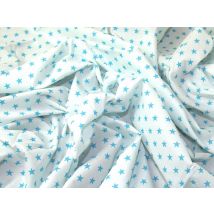 John Louden 100% Cotton Fabric Turquoise on White