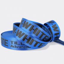 Stephanoise Jacquard Security Strap Webbing Tape Black on Blue