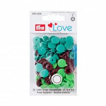 Prym Love Round Snaps Press Fasteners Green Brown