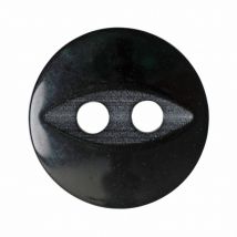 Hemline Round Fish Eye Buttons Black