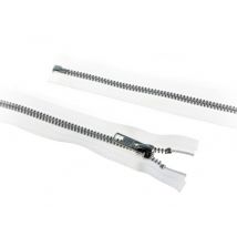 YKK Silver Metal Open End Zips White