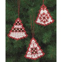 Permin Red Tree Christmas Decorations Embroidery Kit