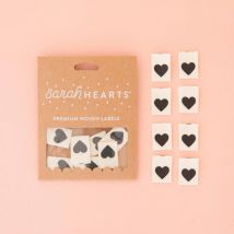 Sarah Hearts Heart Woven Labels Black