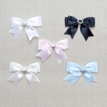 Diamante Buckle Satin Bows Ivory