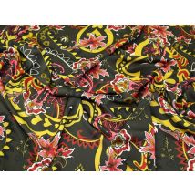 Lady McElroy Crepe De Chine Fabric Khaki Multi