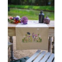 Vervaco Embroidery Kit Table Runner Purple Garden Splendor