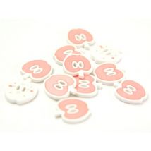 Dill Apple Shaped Buttons (Value Pack) Pink/White