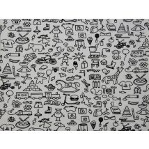 Stof France Cotton Jersey Stretch Knit Fabric Black & White