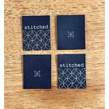 Two Stitches Stitched Indigo Woven Labels
