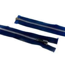 YKK Silver Metal Open End Zips Royal Blue