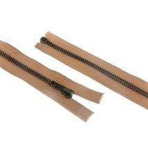 Opti Antique Metal Open End Zips Beige