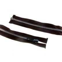 YKK Silver Metal Open End Zips Brown
