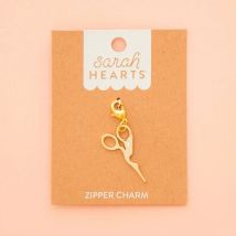 Sarah Hearts Gold Stork Scissor Zip Charm