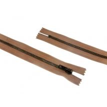 Opti Antique Metal Closed End Jean Zips Beige