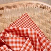 Atelier Brunette Gingham Double Cotton Gauze Fabric Tangerine