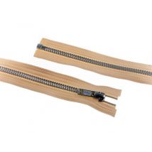 YKK Silver Metal Open End Zips Beige